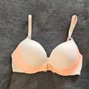 Victoria's Secret Cream and Peach Lace Bra